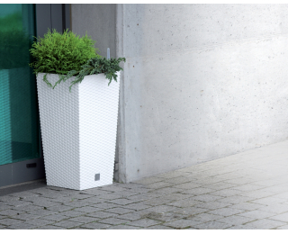 Vysoký plastový kvetináč DRTS400 40 cm - biela