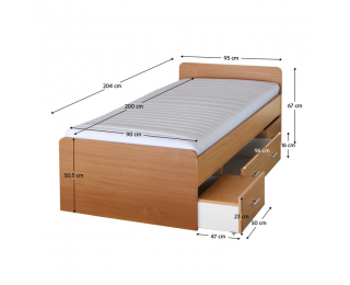 Posteľový rám s úložným priestorom Duet 80262 90 - buk