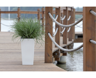 Vysoký plastový kvetináč DURS400E 40 cm - slonovinová