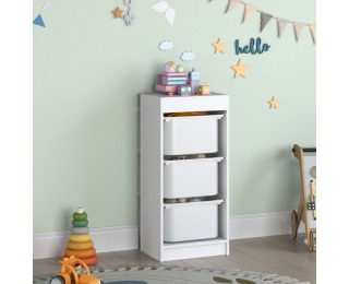 Regál s úložnými boxmi Duvan - biela