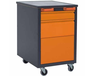 Mobilný kontajner k pracovnému stolu na kolieskach E1 - grafit / oranžová