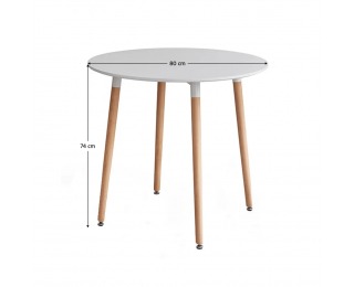 Okrúhly jedálenský stôl Elcan New 80 - biela / buk