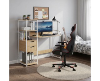 Univerzálny PC stôl Elgio - dub / biela