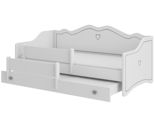 Detská posteľ s prístelkou a matracmi Elisa II 80x160 cm - biela / sivý vzor