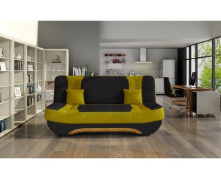 Rozkladacia pohovka s úložným priestorom Ella II - čierna / žltá