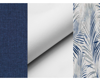 Rozkladacia pohovka s úložným priestorom Copparo - modrá / biela / vzor