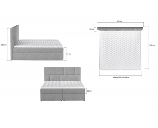 Čalúnená manželská posteľ s úložným priestorom Ferine 165 - sivá (Berlin 01)