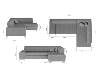 Rohová sedačka s rozkladom a úložným priestorom Ferol P - čierna (Sawana 14) / čierna (Soft 11)
