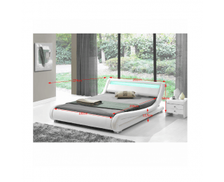 Čalúnená manželská posteľ s roštom a osvetlením Filida 180 - biela