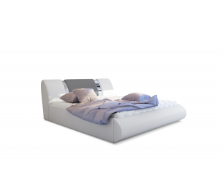Čalúnená manželská posteľ s roštom Folino 140 - biela / sivá