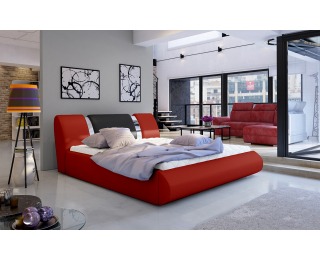 Čalúnená manželská posteľ s roštom Folino 160 - červená / čierna