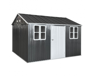 Plechový záhradný domček Gabko 360x310x250 cm - antracit / biela