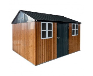 Plechový záhradný domček Gabko 360x310x250 cm - hnedá / antracit Plechový záhradný domček Gabko 360x310x250 cm - hnedá / antracit