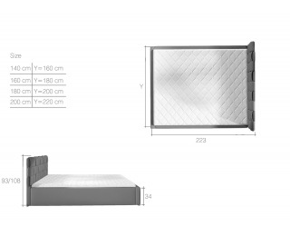Čalúnená manželská posteľ s roštom Galimo UP 160 - tmavohnedá