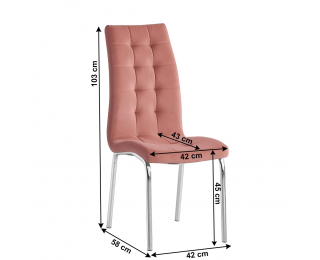 Jedálenská stolička Gerda New - ružová (Velvet) / chróm