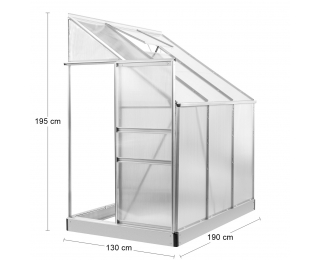 Záhradný skleník k stene Glasshouse 190x130x205 cm - priehľadná