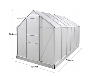 Záhradný skleník Glasshouse 310x190x205 cm - priehľadná