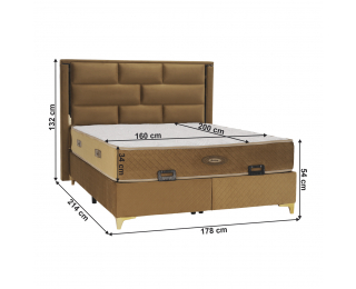 Boxspringová manželská posteľ Goldbia 160x200 cm - svetlohnedá