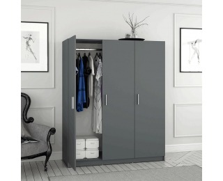 Trojdverová šatníková skriňa Green - grafit