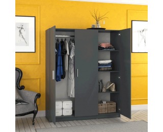 Trojdverová šatníková skriňa Green - grafit