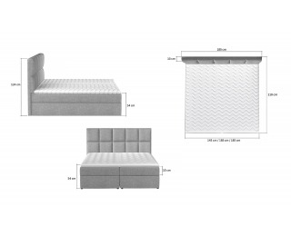 Čalúnená manželská posteľ s úložným priestorom Grosio 145 - sivá (Sawana 05)