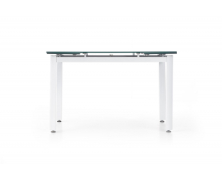 Rozkladací jedálenský stôl Alston - čierne sklo / biely kov