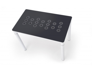Jedálenský stôl Argus - čierne sklo / biely kov