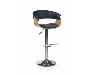 Barová stolička H-45 - dub svetlý / čierna / chróm