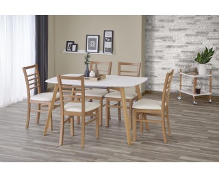 Rozkladací jedálenský stôl Kajetan 135/185 - biela / dub medový