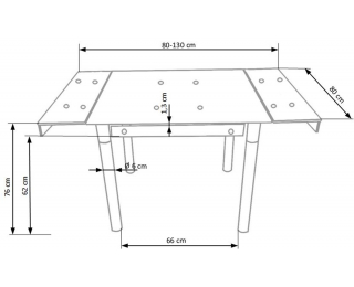 Sklenený rozkladací jedálenský stôl Kent - čierna