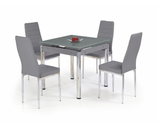 Sklenený rozkladací jedálenský stôl Kent - sivá / chróm