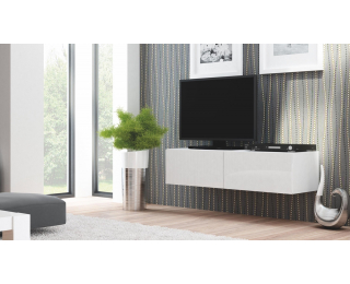 TV stolík na stenu Livo 160W - biela / biely lesk