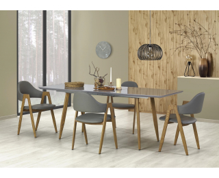 Rozkladací jedálenský stôl Ruten - sivý lesk / dub medový