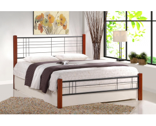 Kovová manželská posteľ s roštom Viera 140 - čerešňa antická / čierna Kovová manželská posteľ s roštom Viera 140 - čerešňa antická / čierna