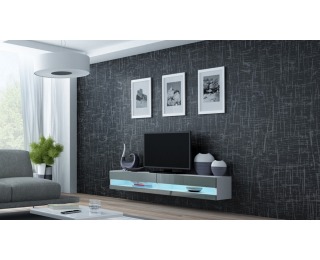 TV stolík na stenu Vigo New 180 - biela / sivý lesk TV stolík na stenu Vigo New 180 - biela / sivý lesk