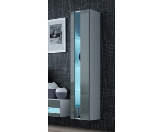 Vitrína na stenu Vigo New 180 - biela / sivý lesk Vitrína na stenu Vigo New 180 - biela / sivý lesk