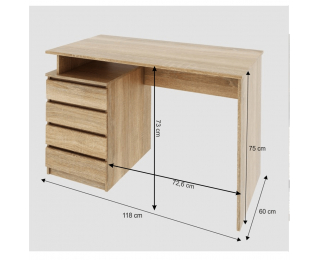 Písací stôl Hany New - dub sonoma