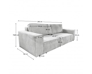 Rozkladacia pohovka s úložným priestorom Harpera Big Sofa - svetlosivá