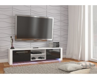 TV stolík Helix New - biela / čierny lesk
