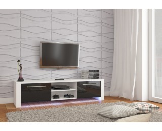 TV stolík Helix New - biela / čierny lesk