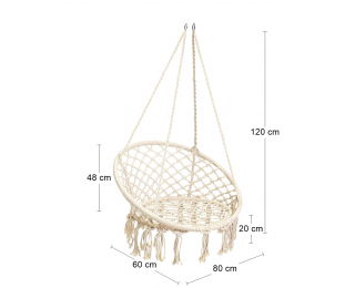Závesné hojdacie kreslo Hoppy 120x80 cm - krémová