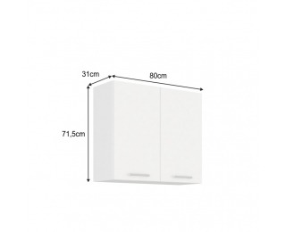 Horná kuchynská skrinka Split 80 G-72 2F - biela