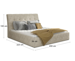 Čalúnená manželská posteľ s roštom Ikaria 180 - béžová