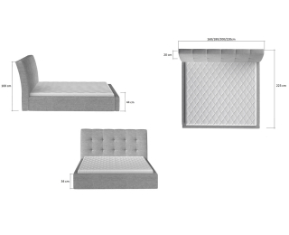 Čalúnená manželská posteľ s roštom Ikaria UP 140 - tmavosivá