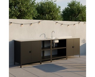 Záhradný kuchynský ostrovček s drezom Ines Typ 4 - čierna Záhradný kuchynský ostrovček s drezom Ines Typ 4 - čierna