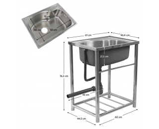 Nerezový kuchynský drez so sifónom Inox New 61x46 cm - chróm
