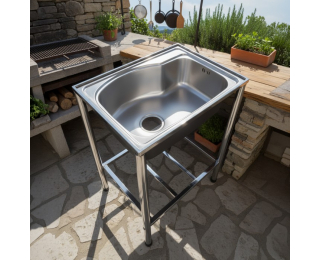 Nerezový kuchynský drez so sifónom Inox New 58x43 cm - chróm