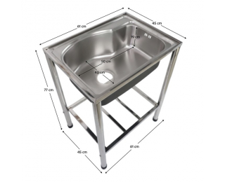 Nerezový kuchynský drez so sifónom Inox New 58x43 cm - chróm