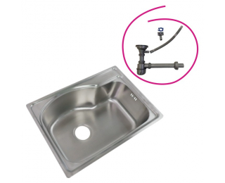 Nerezový kuchynský drez so sifónom Inox New 58x43 cm - chróm