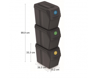 Odpadkový kôš na triedený odpad (3 ks) ISWB20S3 20 l - antracit